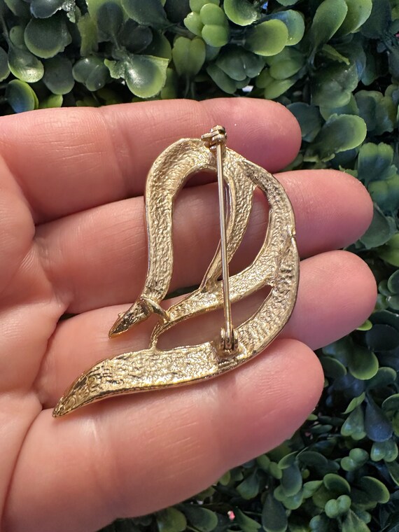 Broche Bijou Vintage En Or Finement Travaillée Avec émail Vert Et Perle - État Parfait, Pour Femme