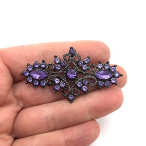 Vintage Jewelry Brooch Beautiful Purple Rhinestone Pin