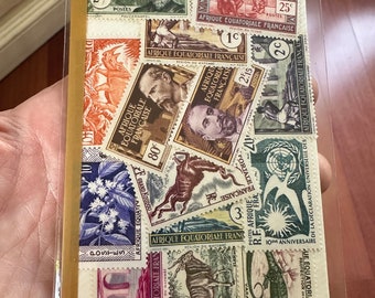 フランス西アフリカ切手7枚。アフリカ切手コレクション（1940年代から
