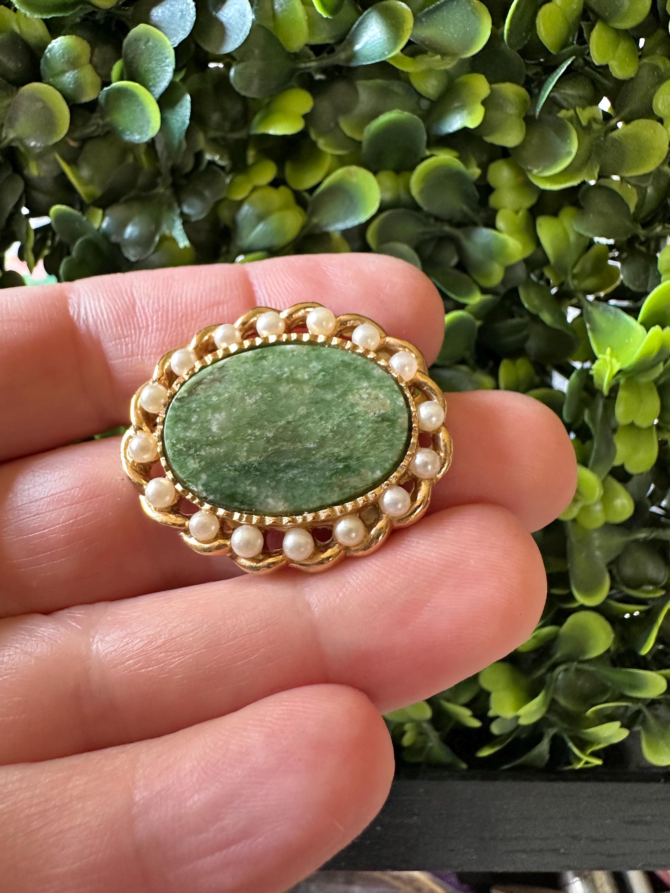 Vintage Jewelry Signed Marvella Pearl Jade Brooch Pin - Etsy