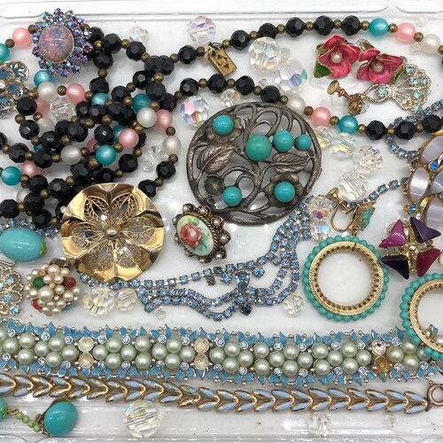 Vintage Broken Rhinestone Jewelry Findings Parts Etsy