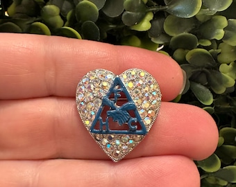 Vintage Signed Ora Fraternal Order of the Moose Rhinestone Heart
