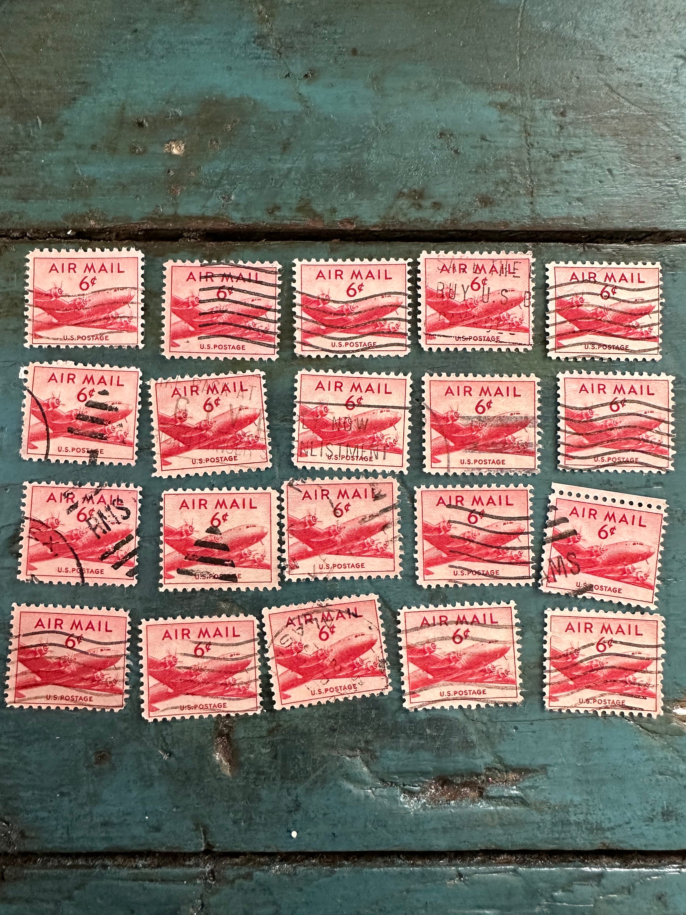 Blue Jet Airliner Booklet of Twelve 7-Cent US Air Mail Postage Stamps  Issued 1958