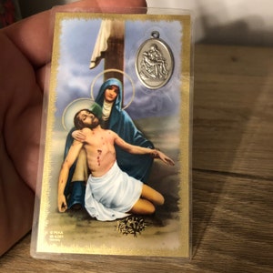 Vintage religiöse Pieta Charme Anhänger Heilige Gebetskarte