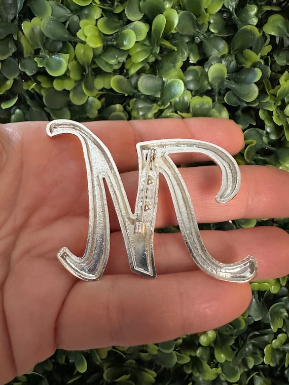 Vintage Jewelry Brooch Monogram Initial M Silver … - image 2