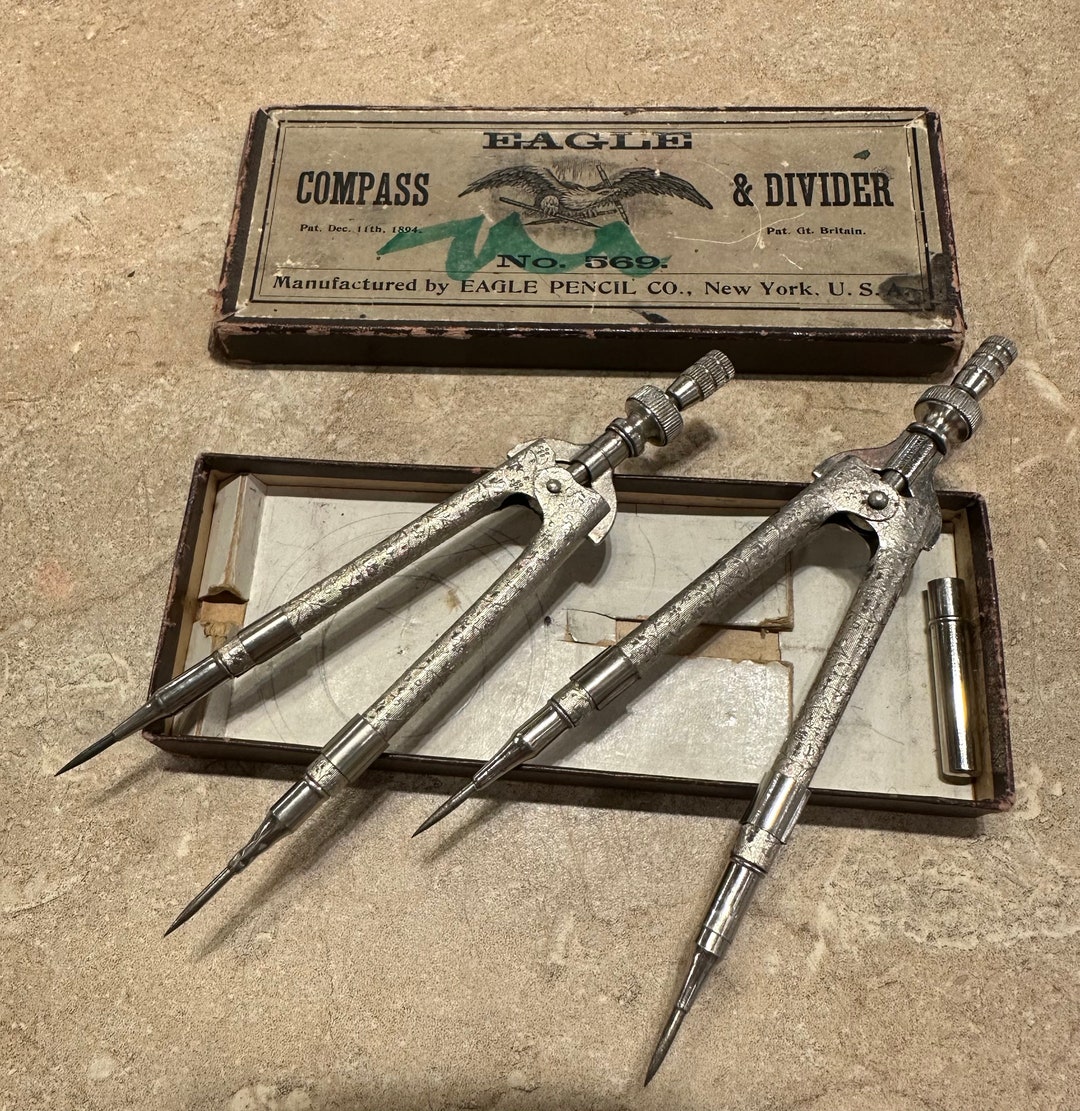 Vintage Eagle Pencil Co Compass and Divider Set Etsy