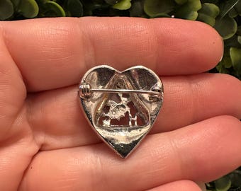 Vintage Signed Ora Fraternal Order of the Moose Rhinestone Heart