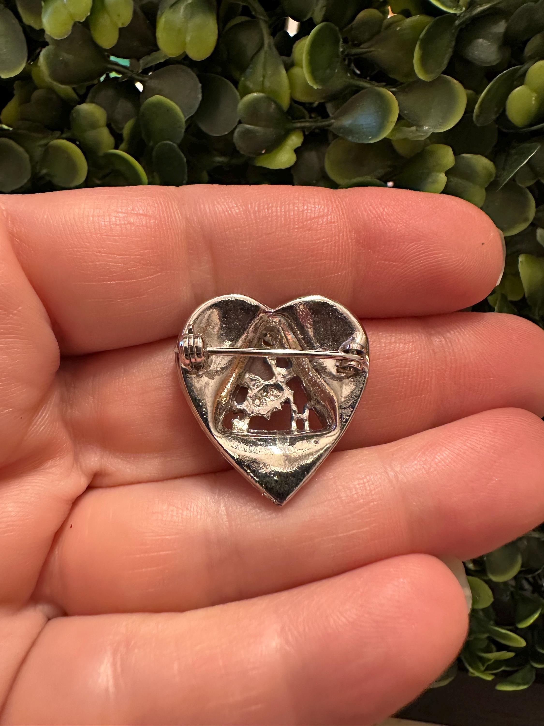 Vintage Signed Ora Fraternal Order of the Moose Rhinestone Heart