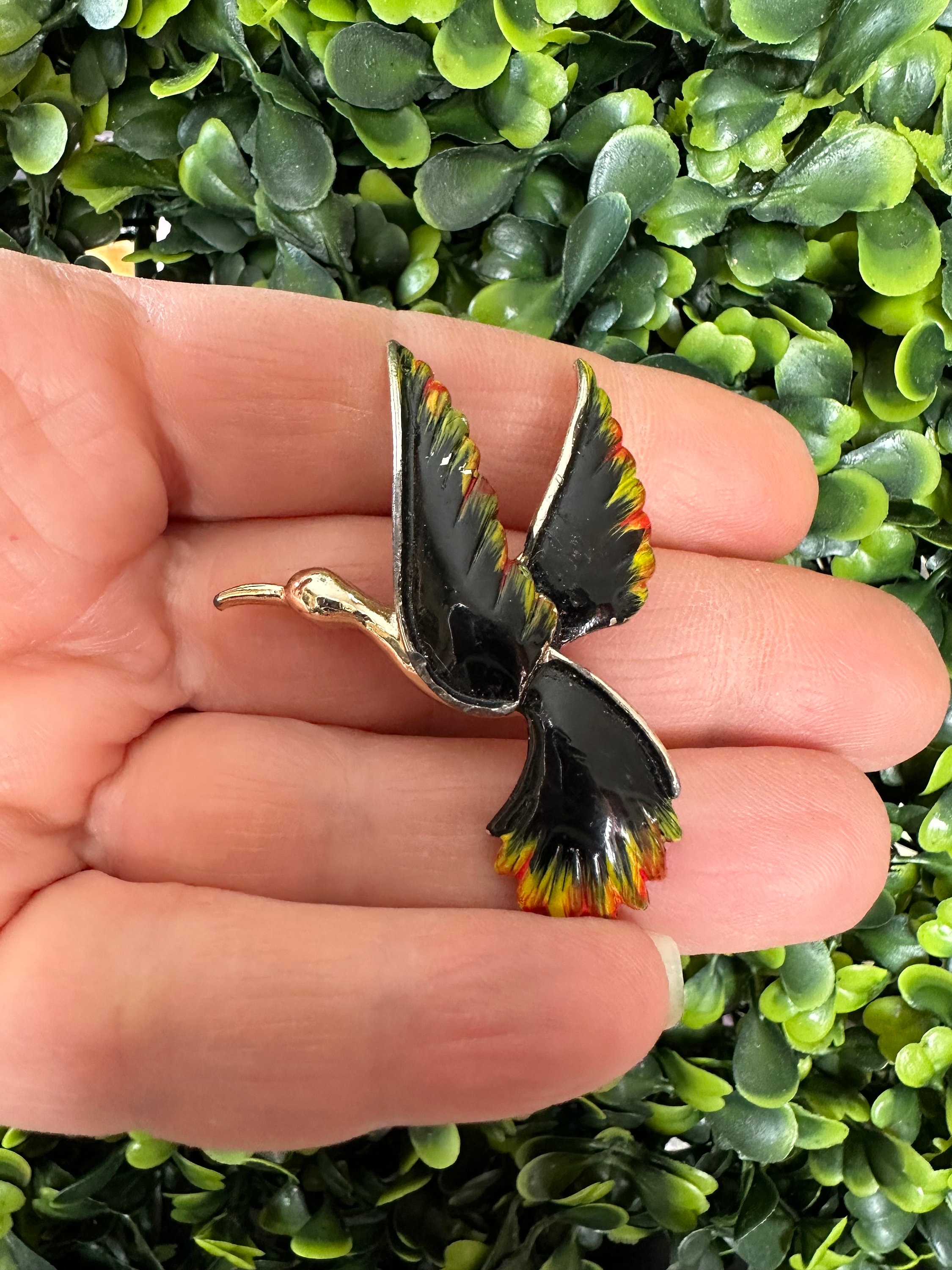 Broche Vintage Oiseau Poussin Signée Gerry’s - Strass Vert Sur Métal Doré - Bijou Rétro