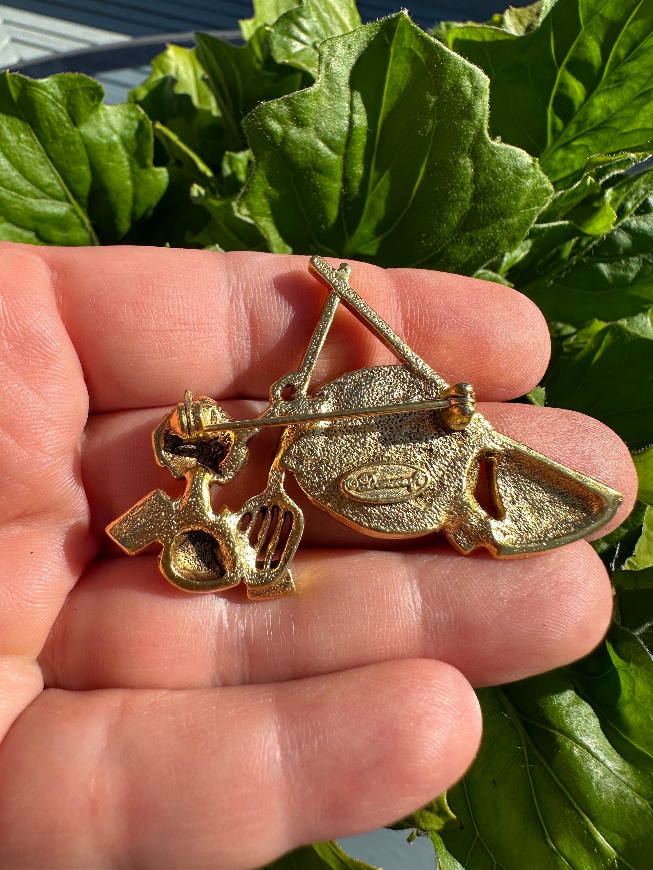 Broche Vintage Danecraft - Dorée Avec émail Jardinage Printemps - Modèle Lbb0052 - Occasion