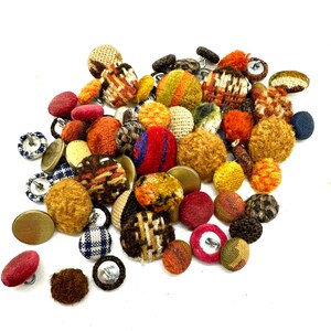 Vintage Fabric Upholstery Buttons Clothing Upcycle DIY Sewing Repair Art Mixed Media supply Lot