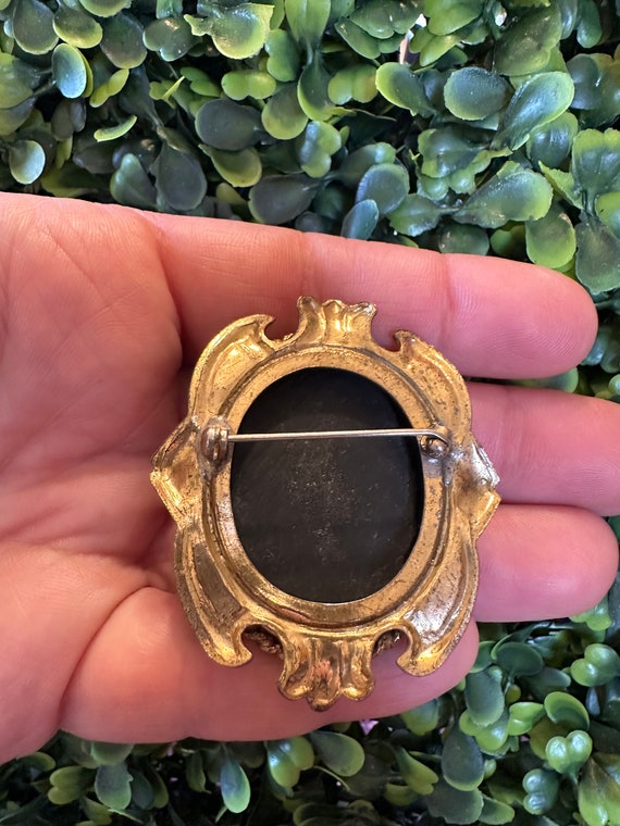Vintage Antique Jewelry Brooch Beautiful Black Gl… - image 3