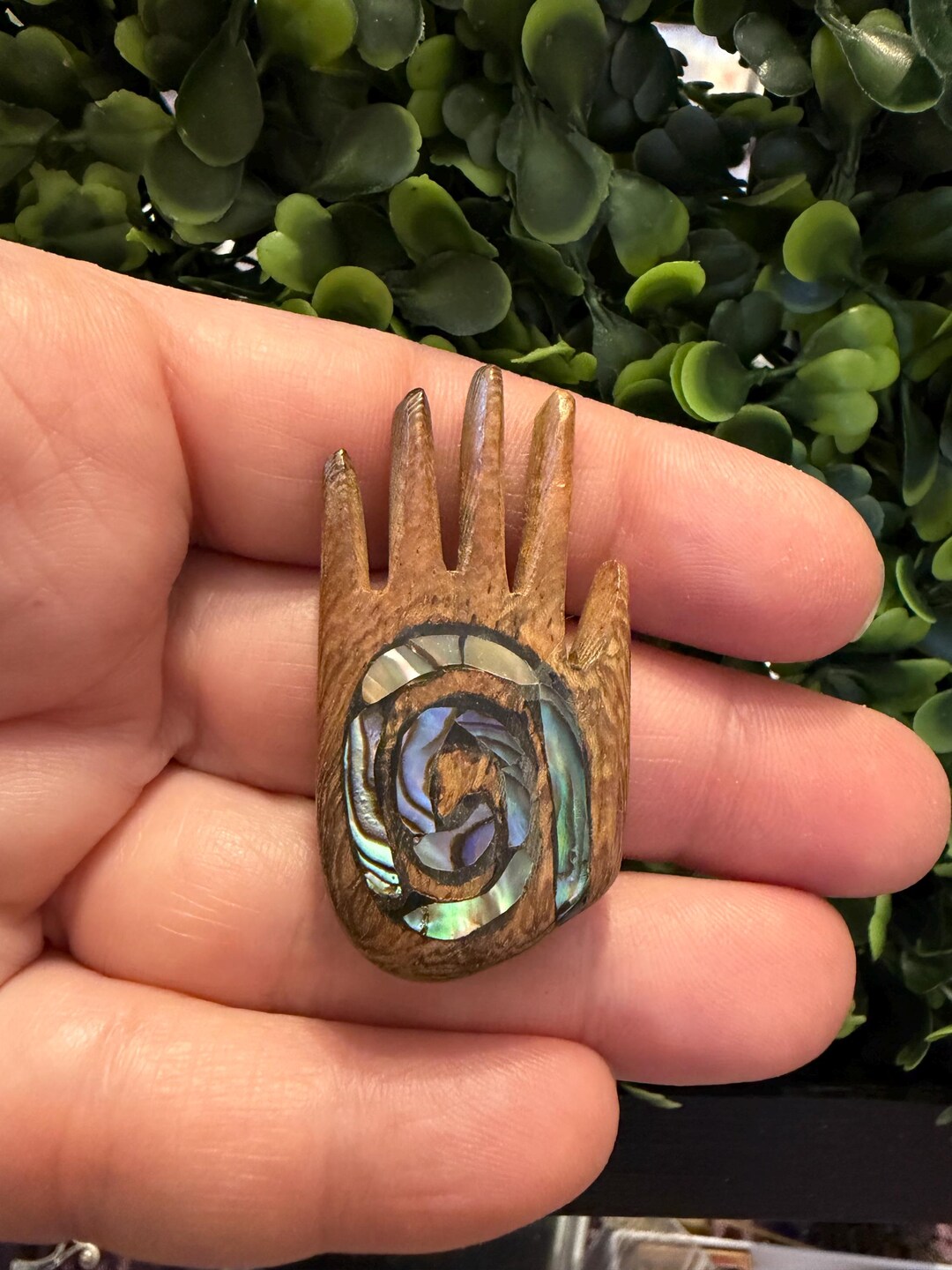Vintage Beautiful Hand Brooch Abalone Shell Wooden Jewelry Pin - Etsy