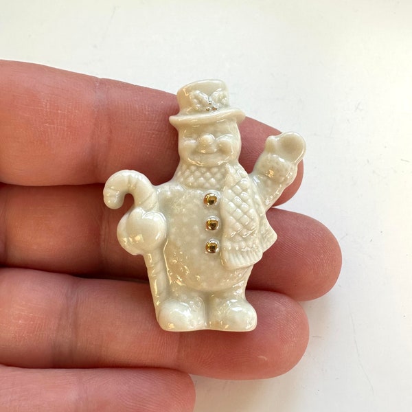 Vintage Jewelry Brooch Beautiful Signed Lenox Snowman Christmas Pin