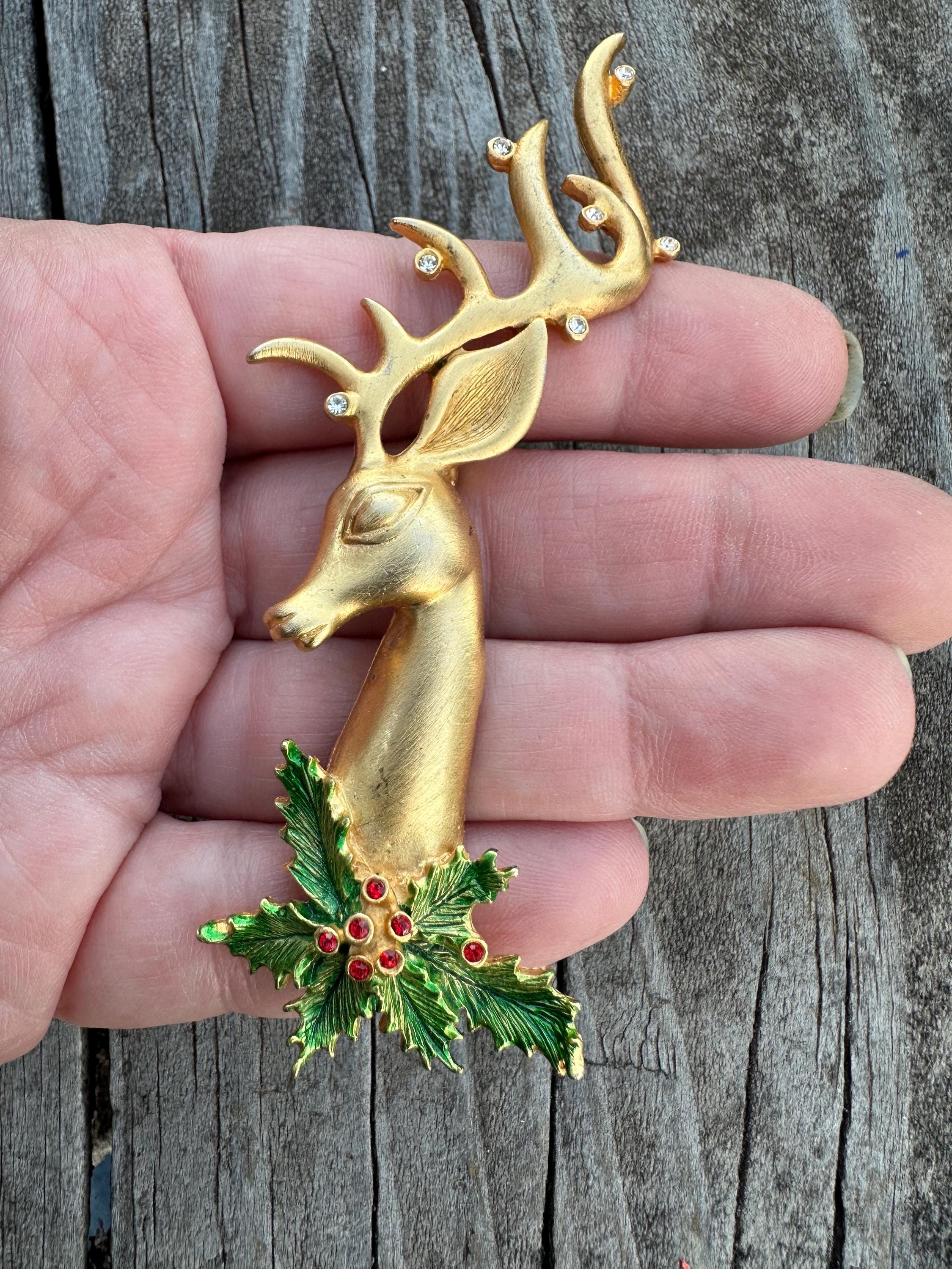 ヴィンテージジュエリーブローチ サイン入り JJ Jonette クリスマス