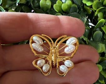 Spilla a farfalla vintage anni '60 con grandi cristalli austriaci, fatta a mano, rara da collezione, regalo per il compleanno di sua madre, nonna, figlia. - Italia