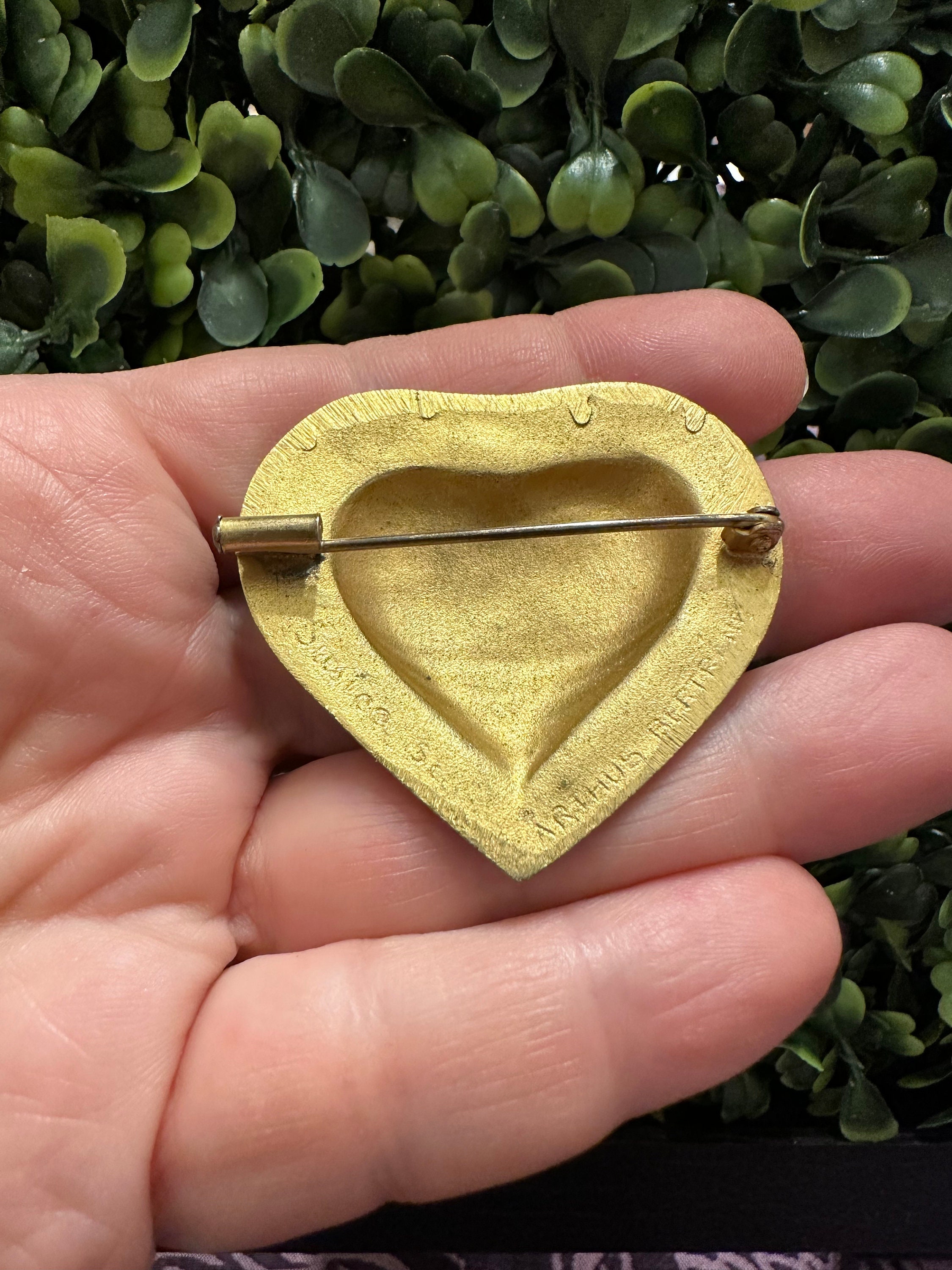 Vintage Arthus Bertrand Heart Brooch: French Gold Tone Pin - Etsy
