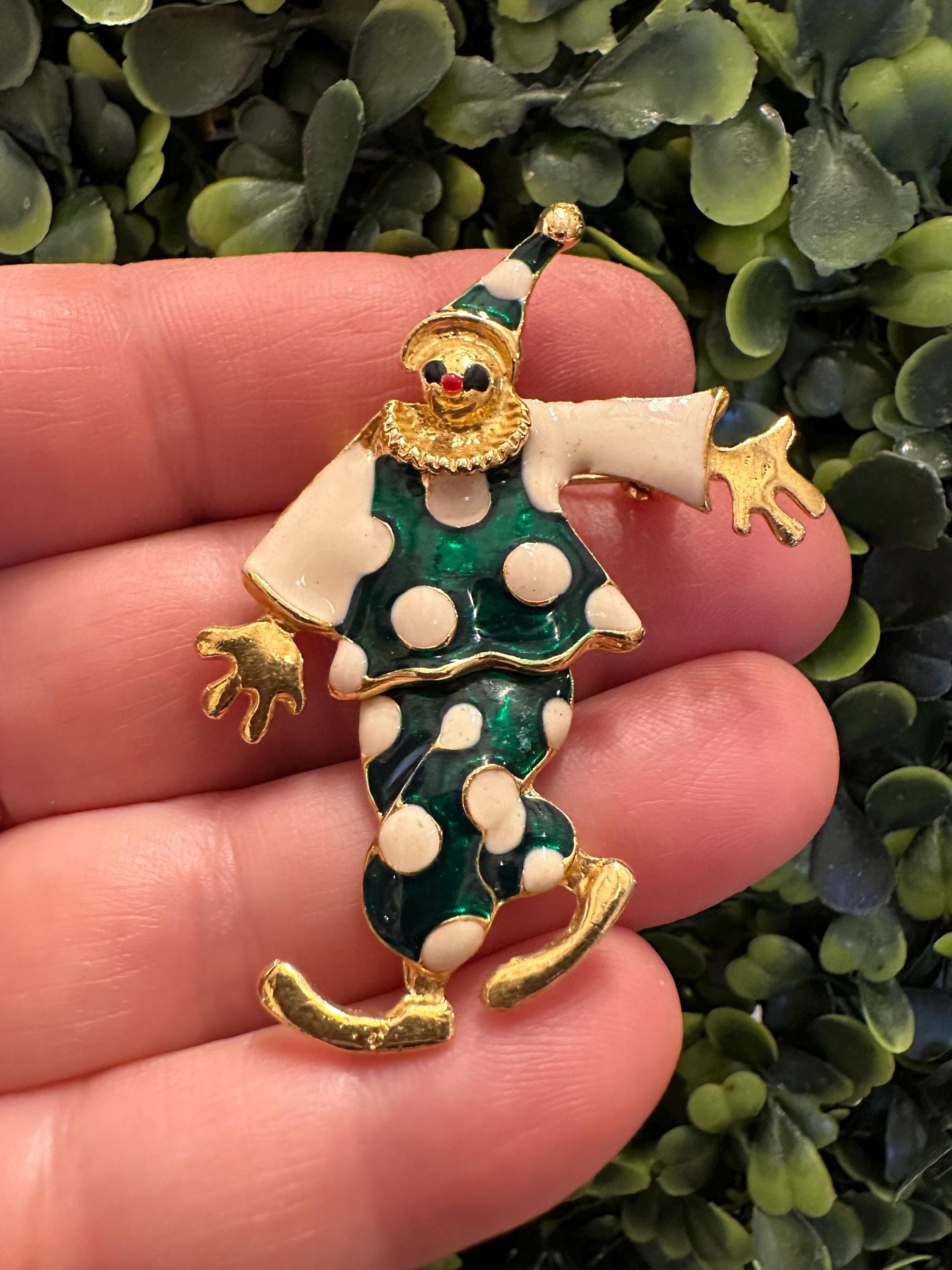 Broche Vintage Clown En Métal Doré - Bijou De Mode Occasion, Style Rétro Et Fantaisie