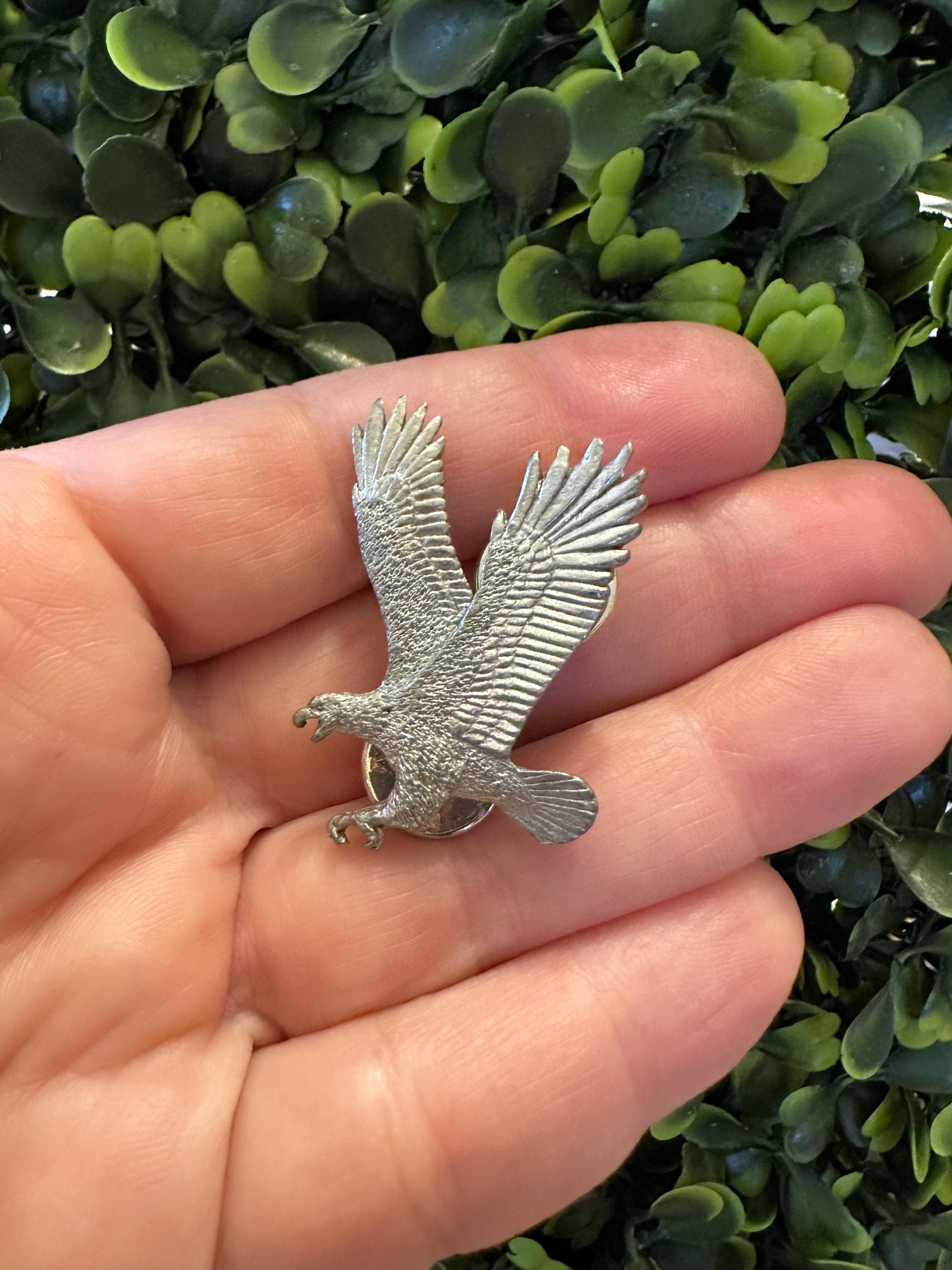 Broche Oiseau Vintage 1992 – GG Harris Fine Pewter, Bleu, étain