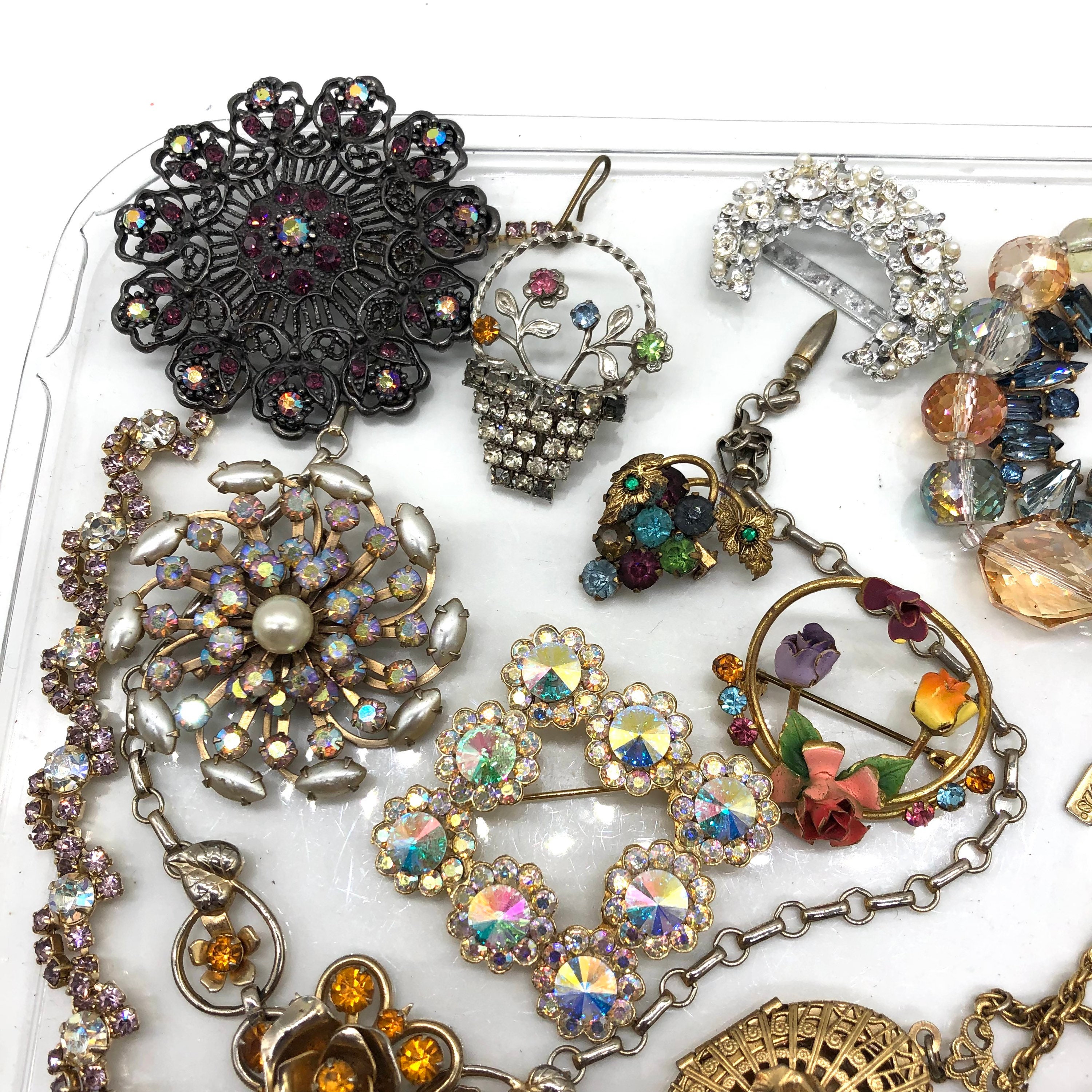 Vintage Broken Rhinestone Jewelry Findings Parts Brooch Etsy