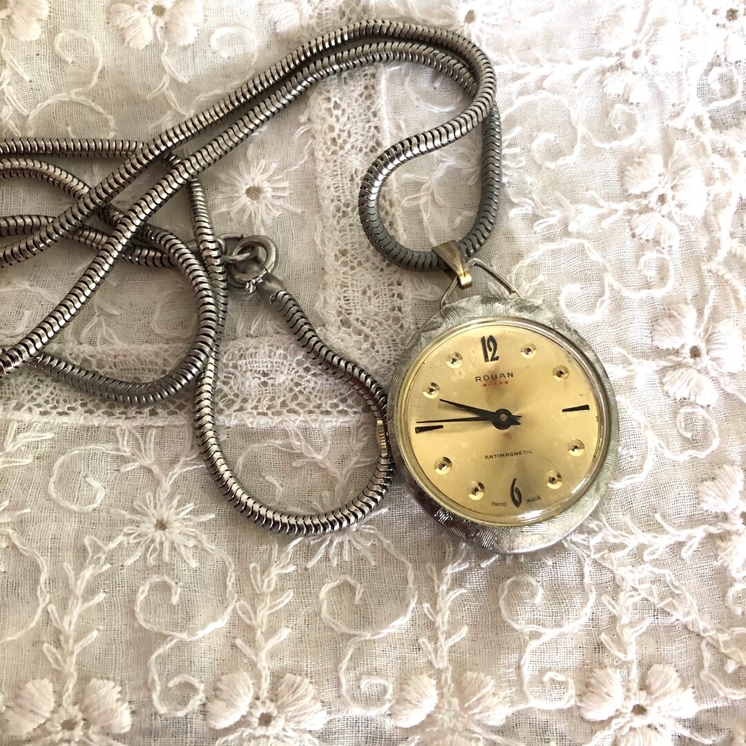 Vintage Rouan Swiss Watch Necklace Unique - Etsy