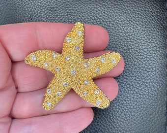 IVANA Signed Vintage 1990's Gold Starfish Brooch/pendant 