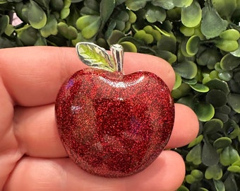 Vintage Jewelry Brooch Beautiful Cherry Red Enamel Apple Glitter Pin