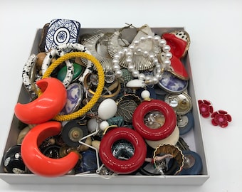 Vintage Modern Broken Wearable Earrings Findings Lot Parts Embellishments Repurpose Earring 1 Pound