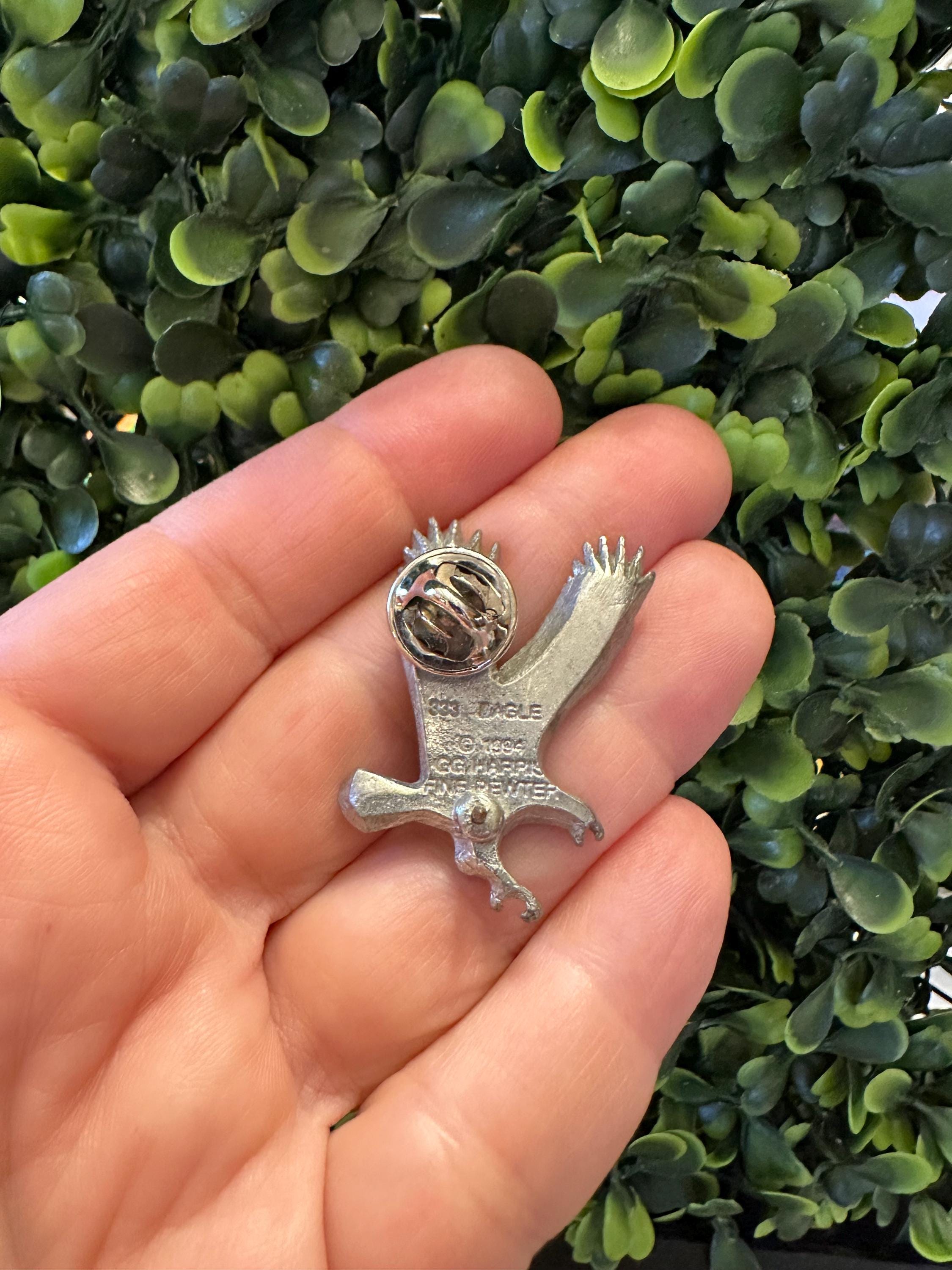 Vintage Jewelry Brooch Signed GG Harris Eagle Pewter Pin - Etsy