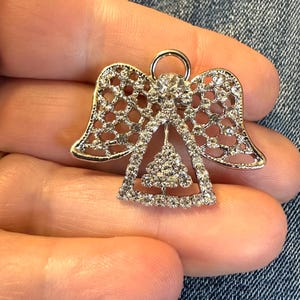 Vintage Strass Engel Brosche: Silberfarbene Schmucknadel