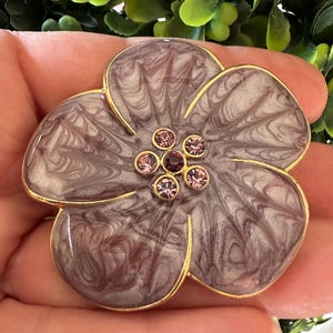 Bracelet Et Broche Art Déco En Argent Sterling émaillé - Motif Pensée Violette, Années 1920, Vintage