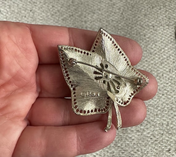 Vintage BSK Leaf Brooch: Signed Costume Jewelry Pin