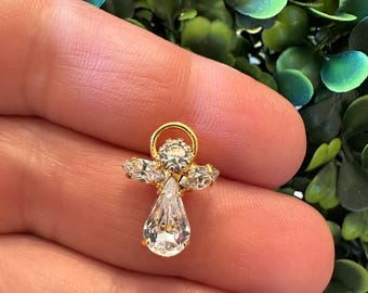 Vintage Jewelry Beautiful Clear Rhinestone Angel Pin Tack Brooch