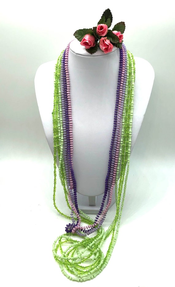 Vintage Plastic Green Purple Necklace Lot 2 Necklaces Etsy