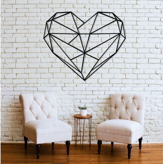Geometric Heart Wall Art Home Wall Decal Living Room Wall Etsy