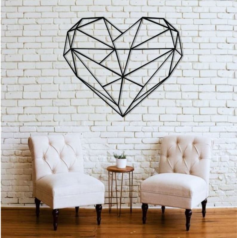 Geometric Heart Wall Art Home Wall Decal Living Room Wall | Etsy