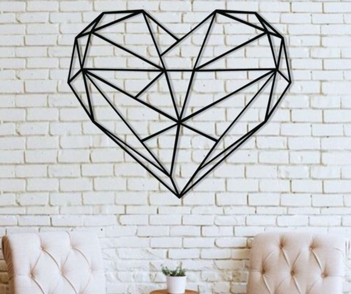 Geometric Heart Wall Art - Home Wall Decal - Living Room Wall Decal ...
