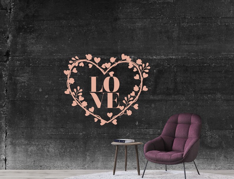 Ornament Heart Wall Art - Vinyl Wall Decal - Home Wall Decal - Living ...