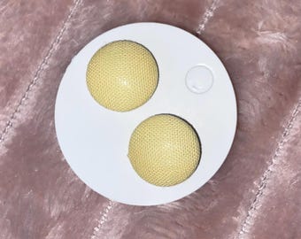 Handmade 15mm Fabric Button Earrings (Surgical Grade Stainless Steel) - Banana Yellow