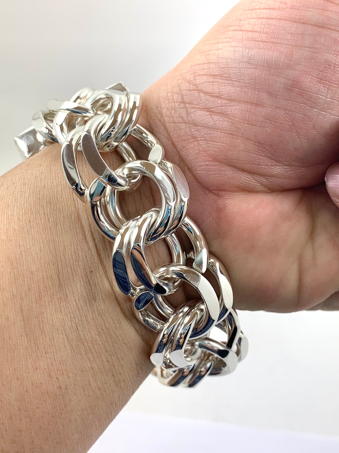 925 Sterling Silver Custom Chino Link Man Bracelet | Etsy
