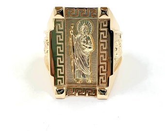10 k Custom made Saint Jude Santa Muerte Gold ring