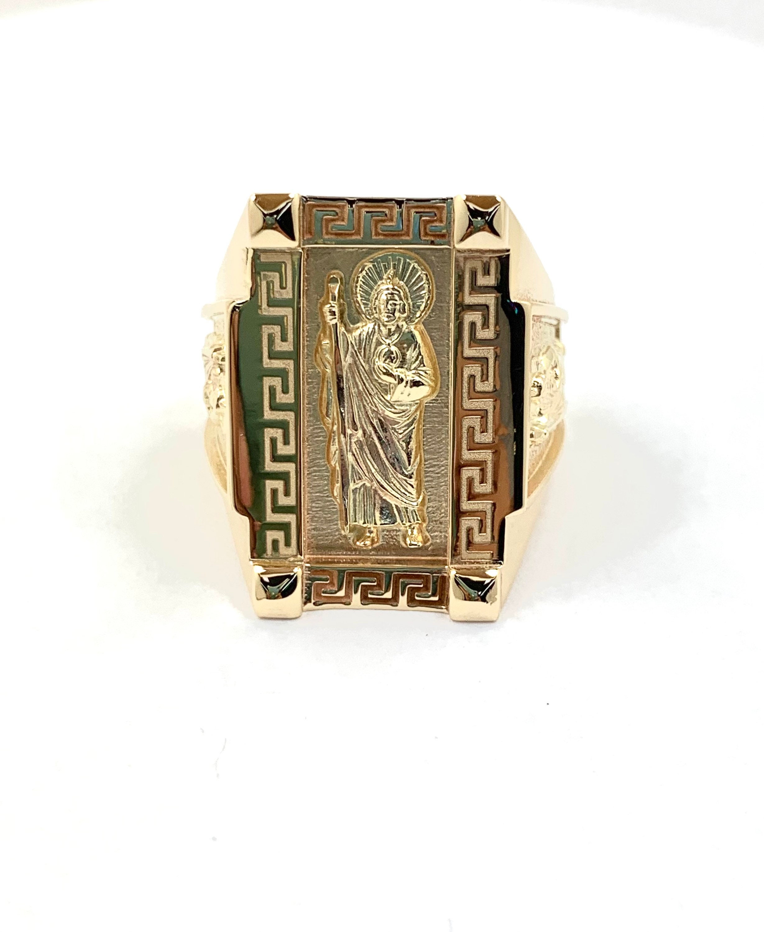 Anillo de oro de 10 k con la Santa Muerte de San Judas Tadeo hecho a medida Etsy Espana