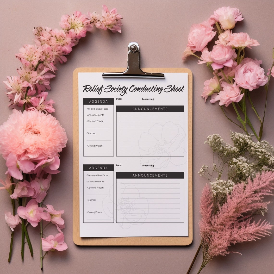 Relief Society Conducting Sheet Etsy