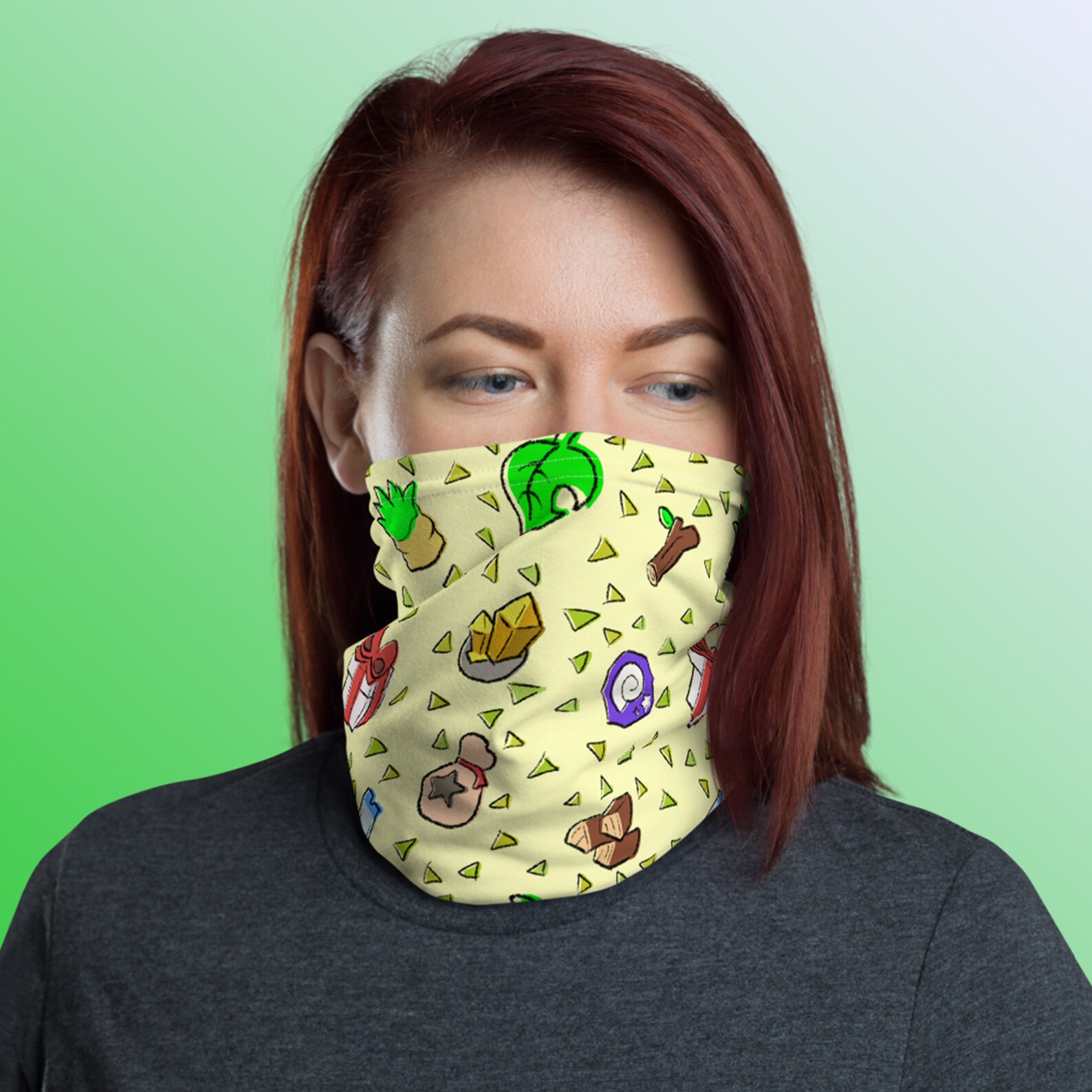 ACNH Neck Gaiter Cute Face Mask New Horizons Comfortable Etsy