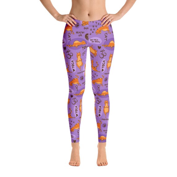 Cat Doing Yoga Leggings Printed 