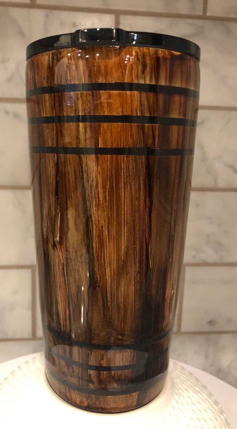Whiskey barrel wood grain custom Tumbler Etsy