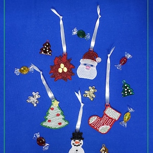 5 FSL MINI Gift Tags, Card inserts or Ornaments 1.81in X 2.09in Santa-Tree-Stocking-Poinsettia-Snowman