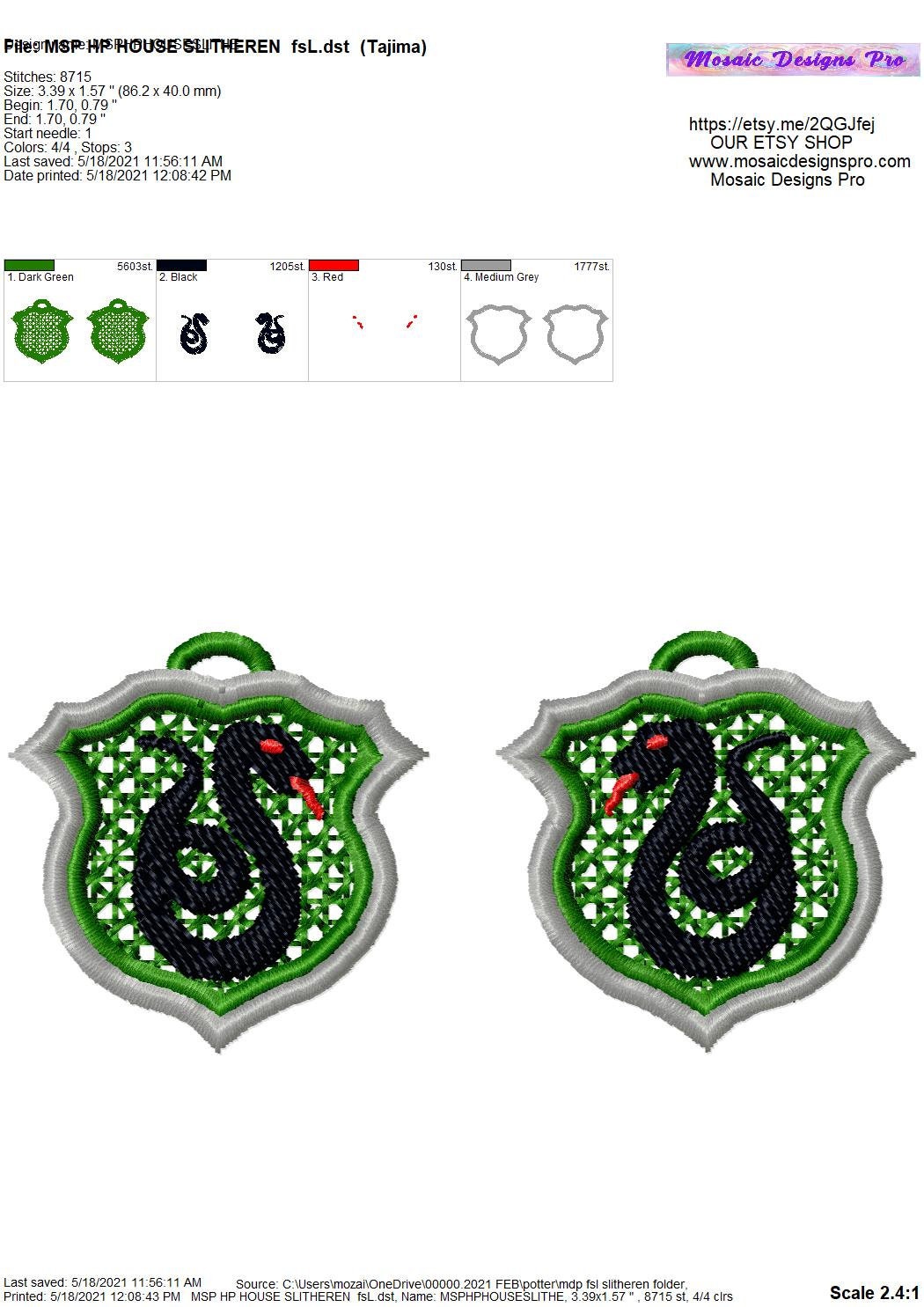 Buy Digital Pattern A 4 Design Set of Harrypotter House FSL Earrings  Machine Embroidery Digital Design Online in India - Etsy
