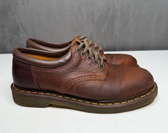 Dr. Martens Y2K Boston Oxford Shoes Mens 8 Womens 9 Brown Pebbled Leather Chunky