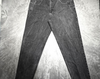 Vintage Guess Pascal Jeans Herren 36x32 Schwarz Loose Fit Tapered Baumwoll-Denim 90er Jahre